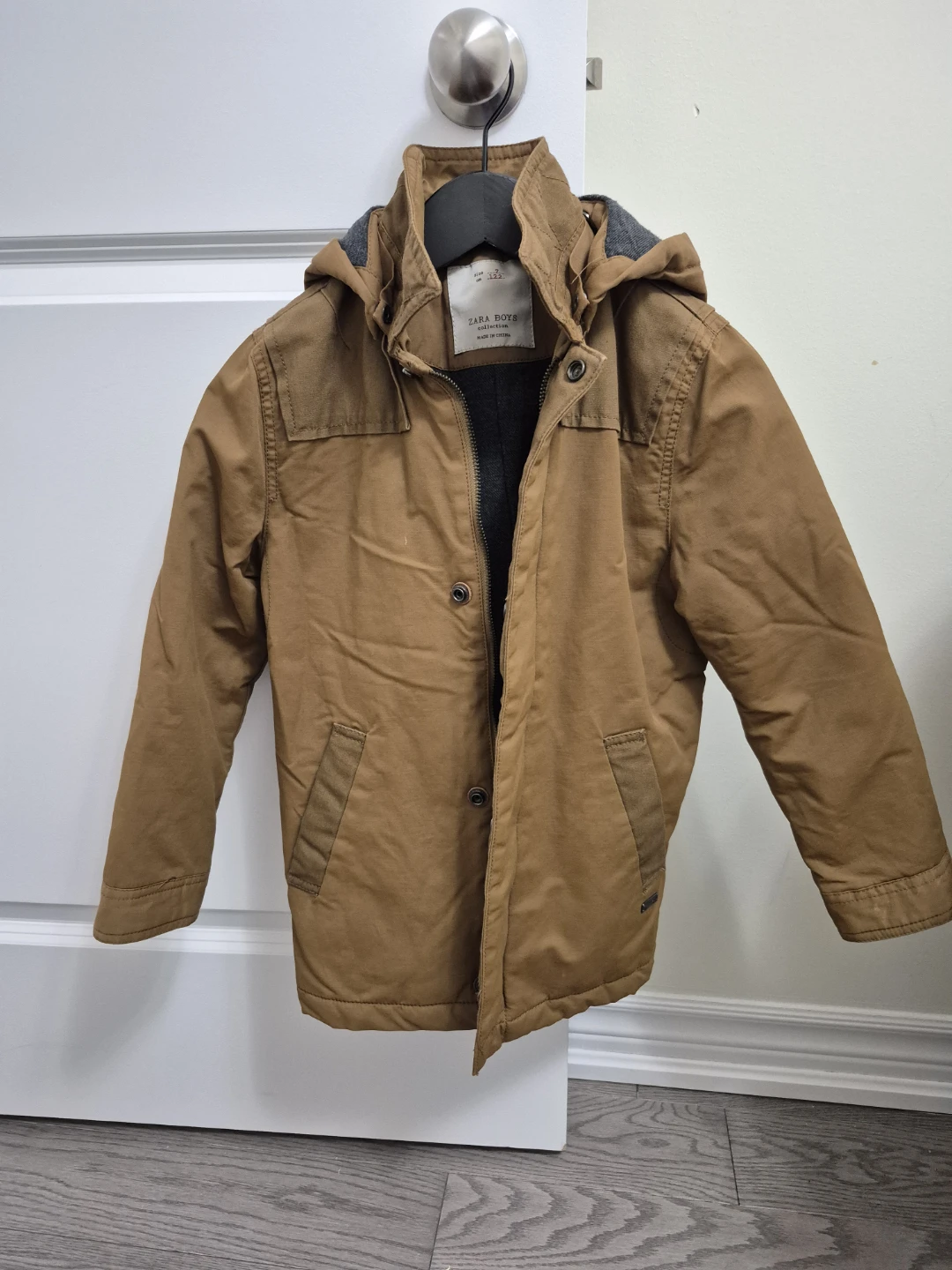 ZARA BOY Brown Hooded Winter Jacket size 7 - photo 2