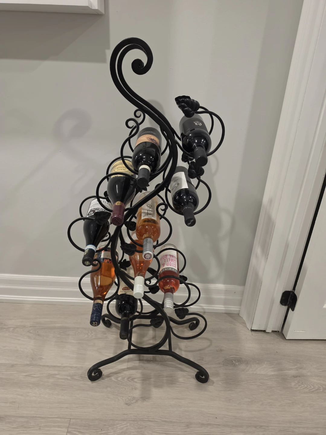 Black Metal 12-Bottle Wine Rack