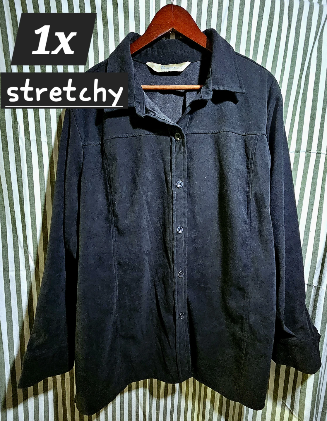 Black Stretchy Button-Up Shirt