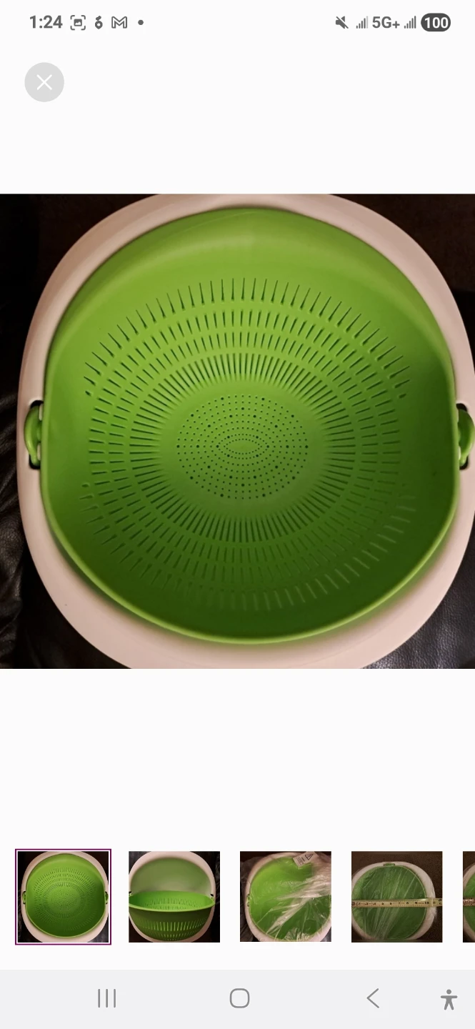 NEW COLANDER, FOOD RINSER, STRAINER, WASHER, GREEN, WHITE - photo 2