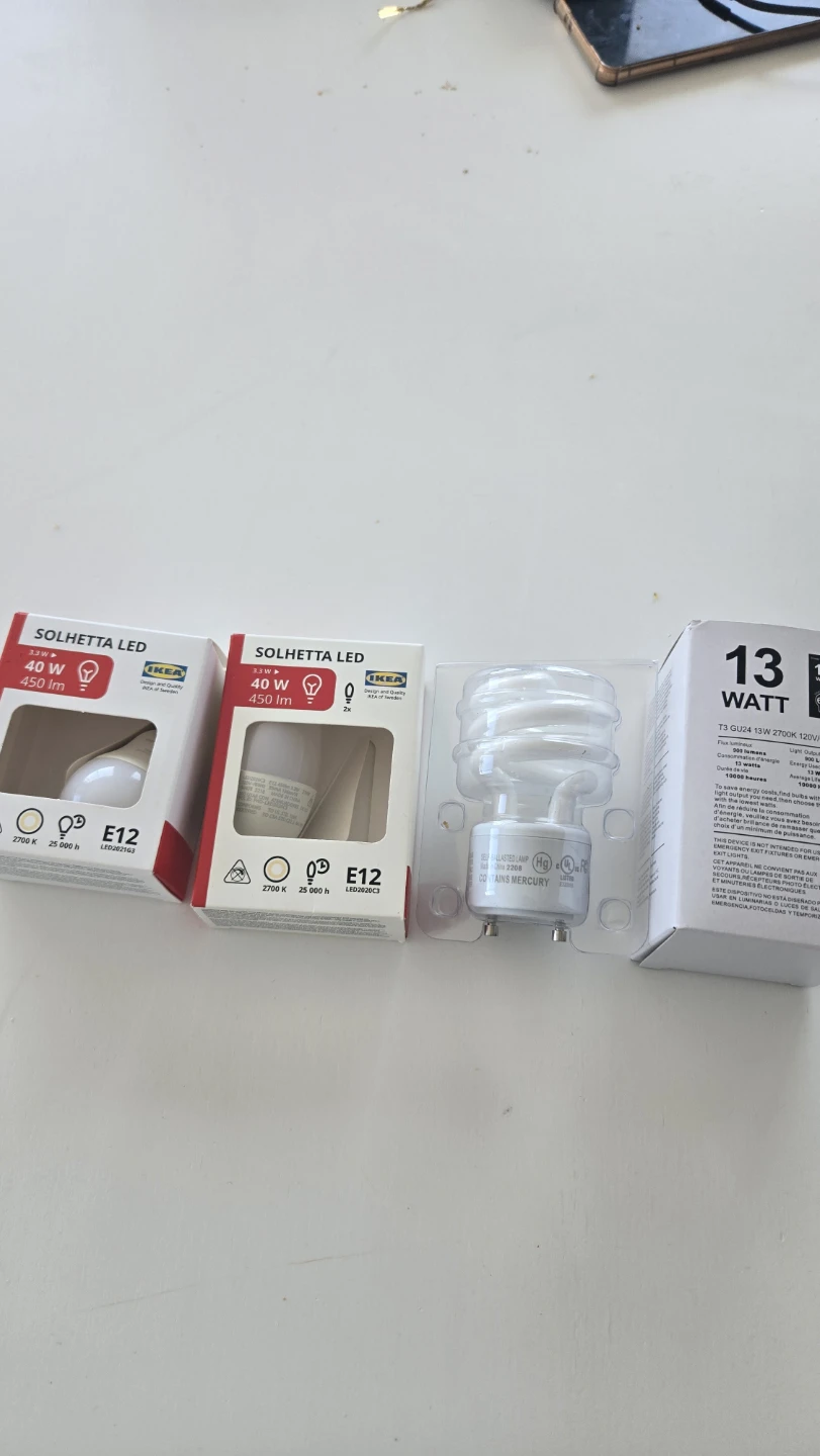 IKEA SOLHETTA LED Bulbs and 13W CFL Bulb