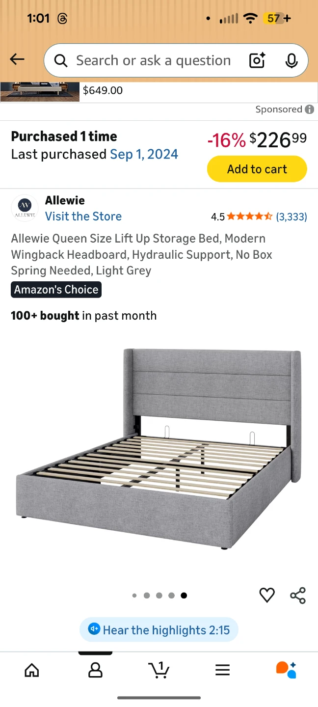 Allewiew Queen Size Lift Up Storage Bed frame - photo 3