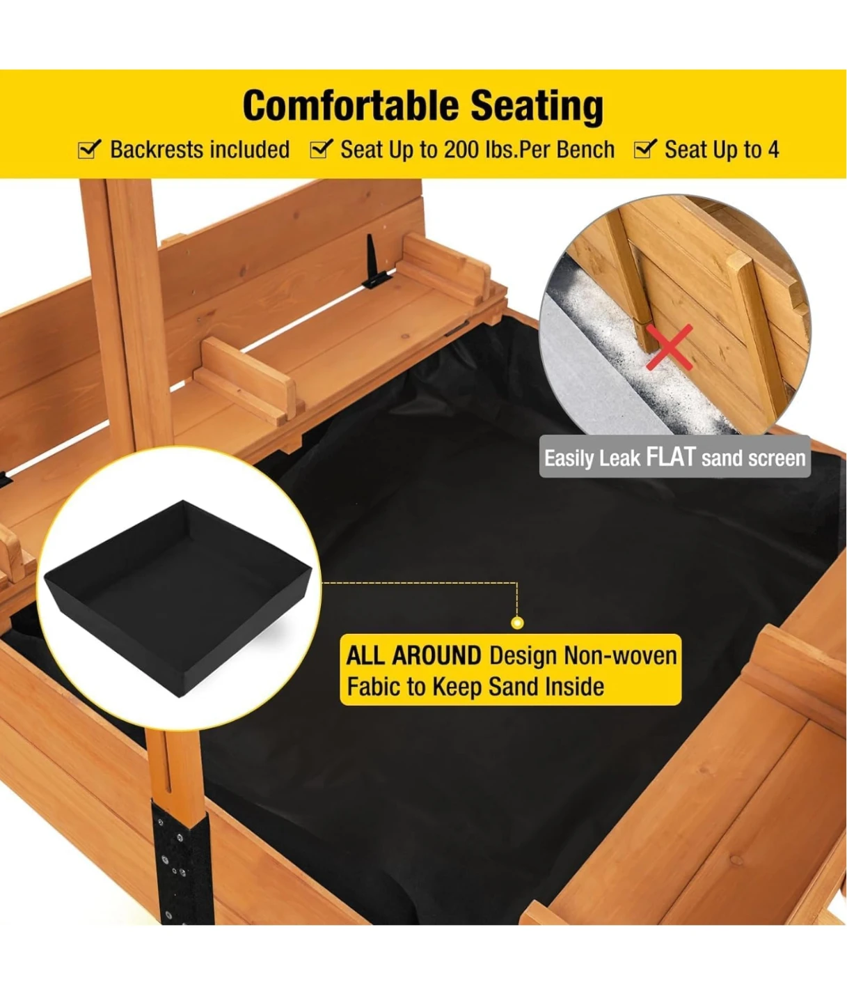 Aivituvin Kids Sandbox with Canopy and Foldable Benches - photo 2