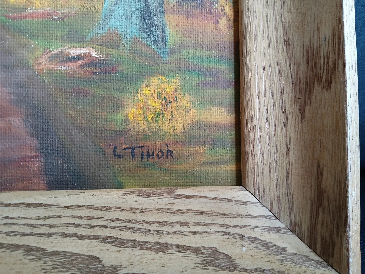 Framed Autumn Forest Landscape Painting by L. Thor - photo 2