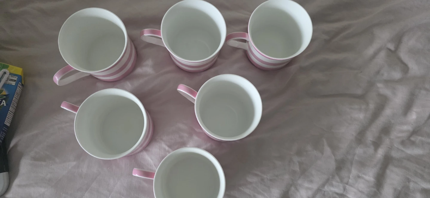Set of 6 Pink and White Striped Mugs - photo 3