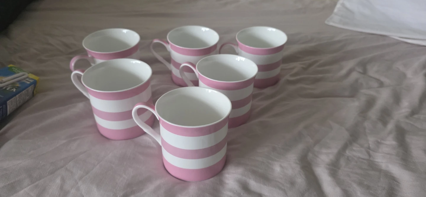 Set of 6 Pink and White Striped Mugs - photo 4