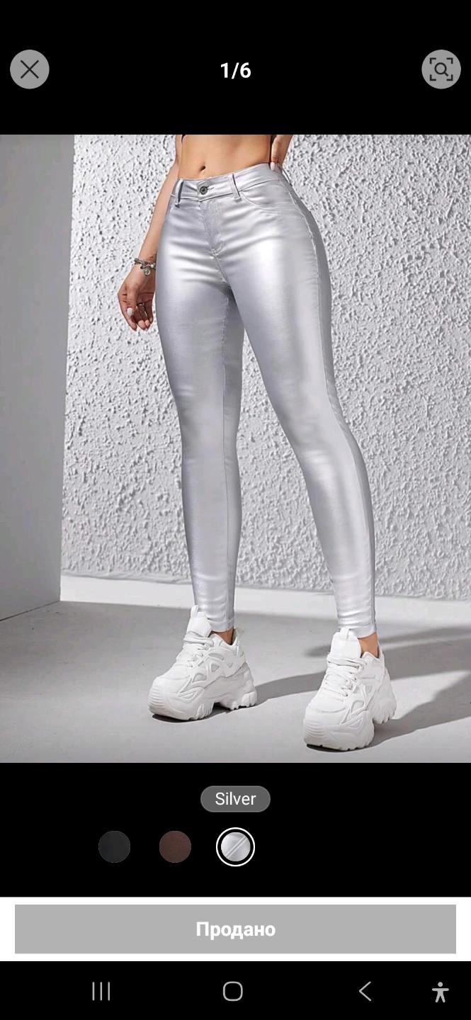 Silver Faux Leather Skinny Pants - photo 3