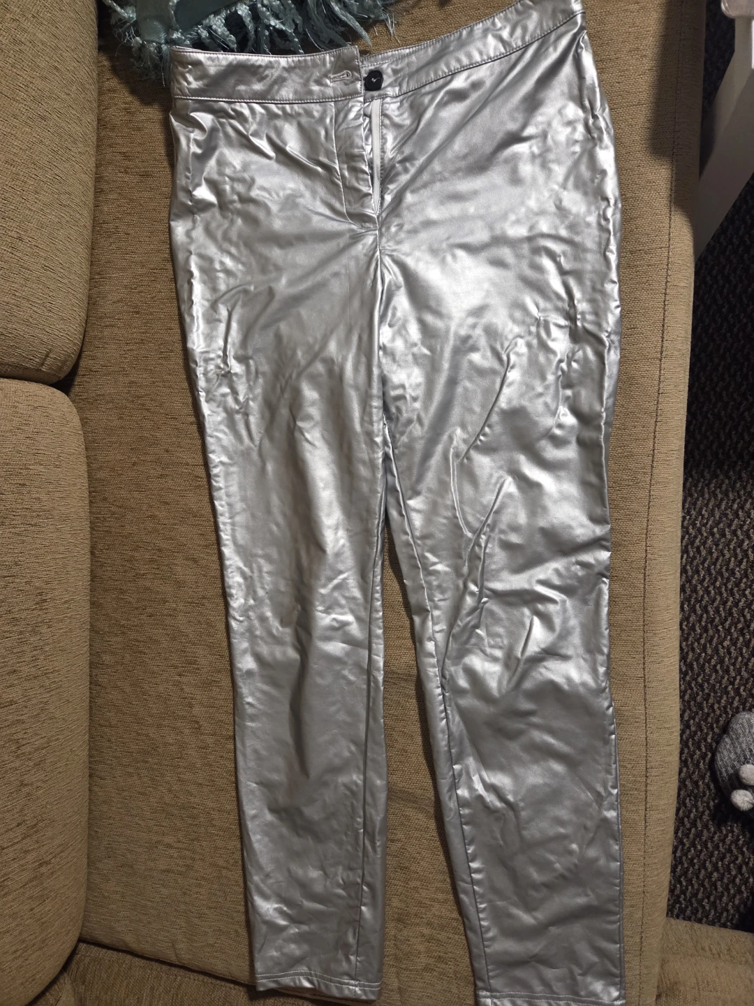 Silver Faux Leather Skinny Pants - photo 4