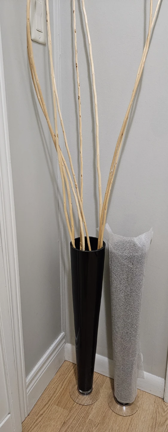 Tall Black Decorative Vase with Natural Branches