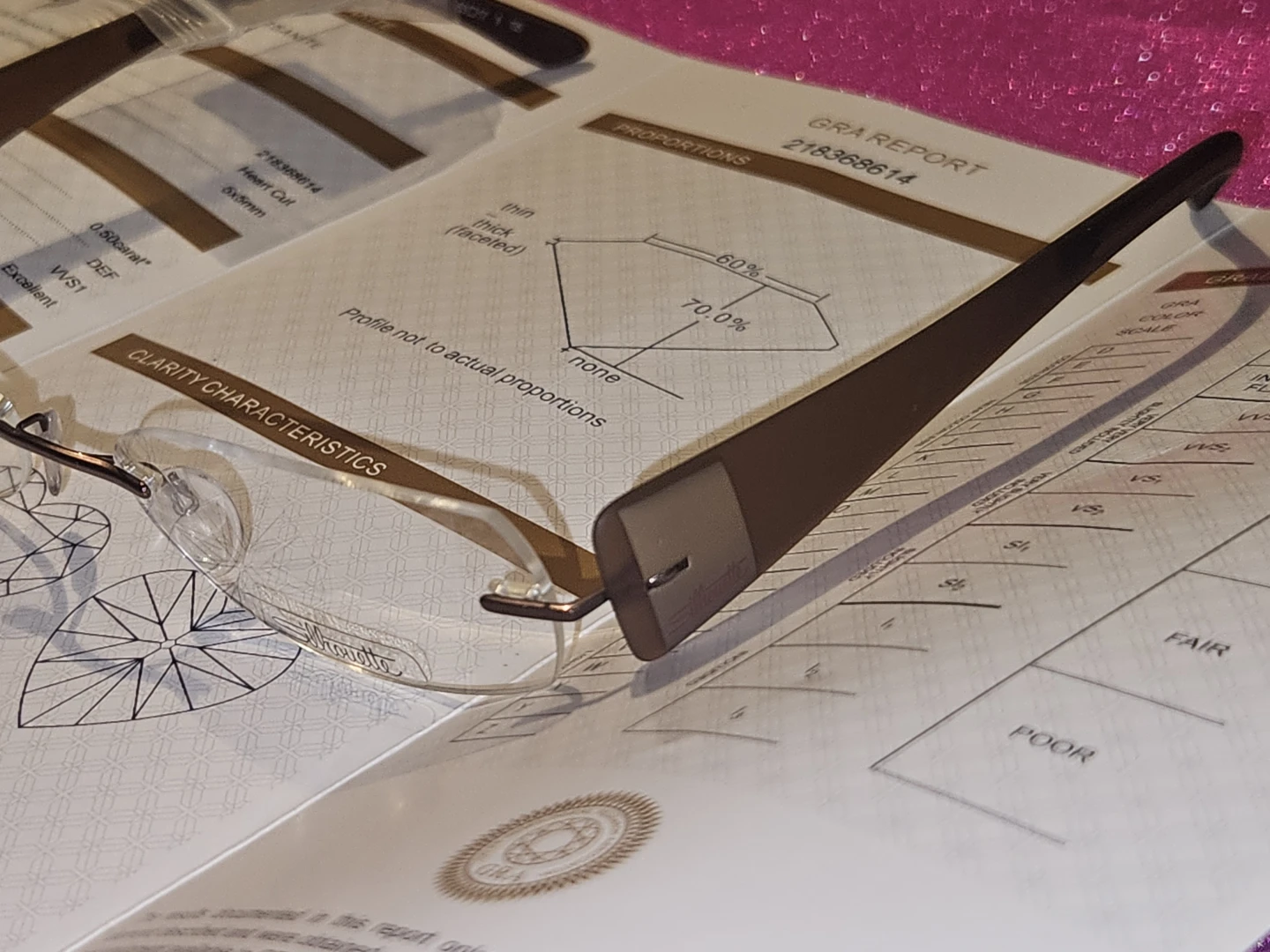 Silhouette Rimless Heart Cut gra diamond certified Glasses - photo 3