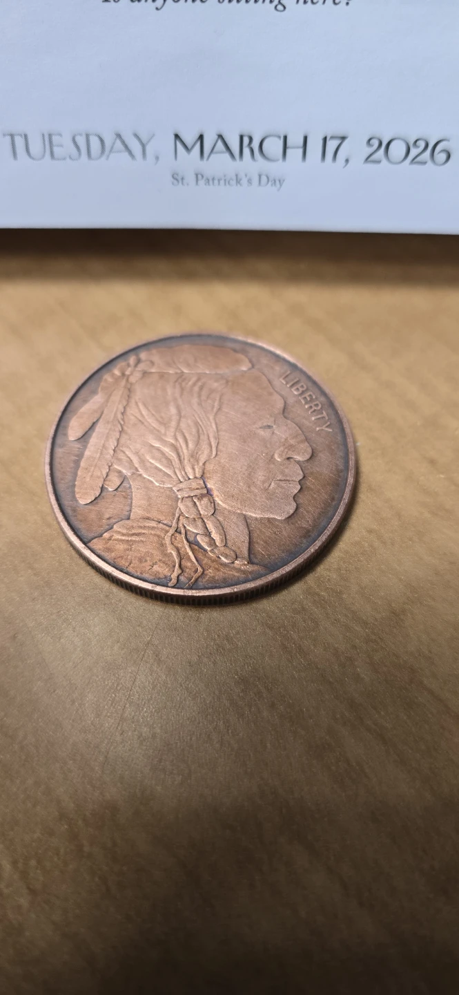 1 oz .999 Fine Copper Round – Buffalo/Indian Head
