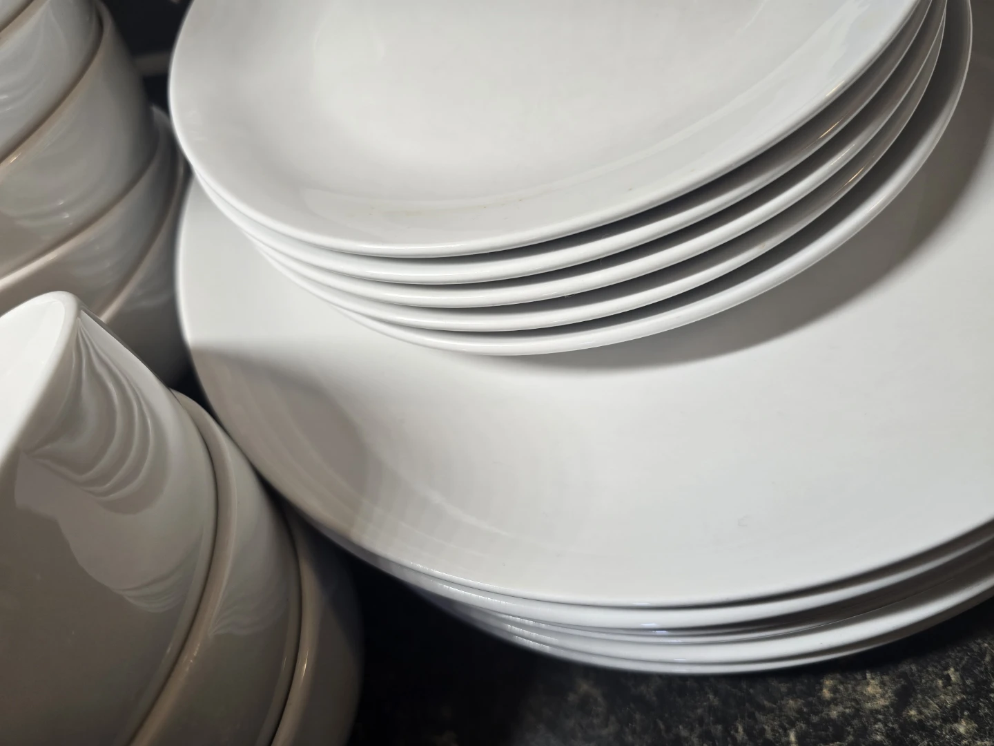 White Ceramic Dinnerware Set - Plates and Bowls