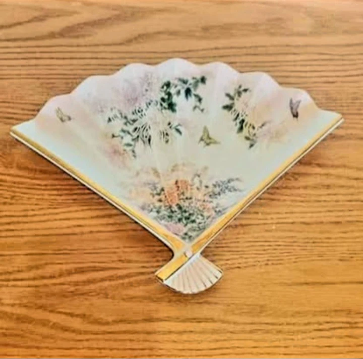 Kyoto Fan Shaped Porcelain Trinket Dish