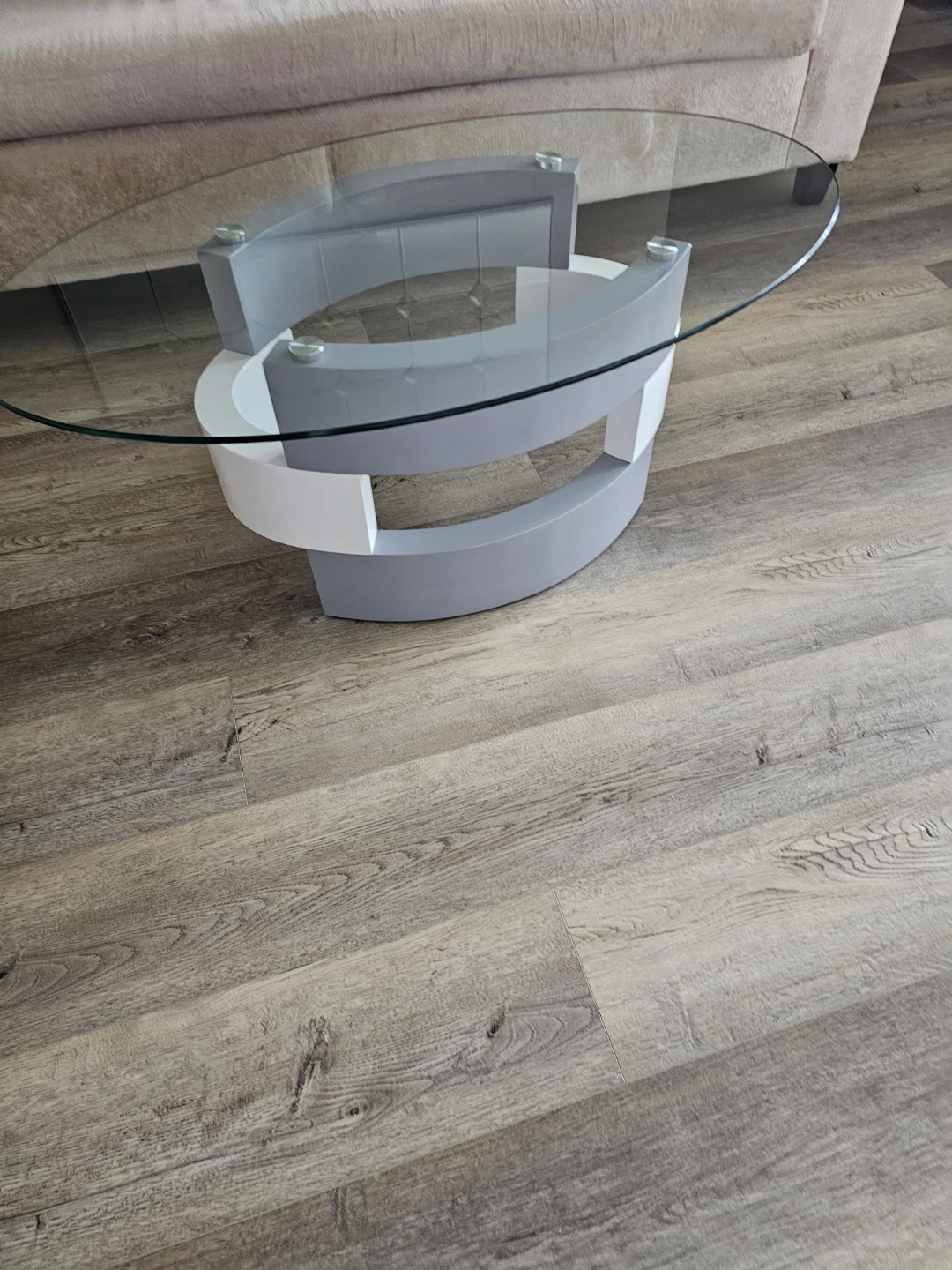 Oval Glass Top Coffee Table with Modern Base - photo 2