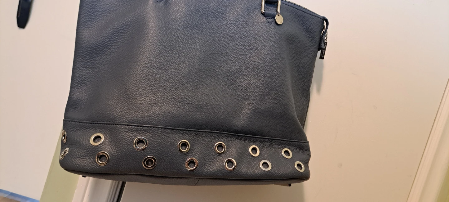Celine Dion Blue Pebbled Leather Tote Bag - photo 2