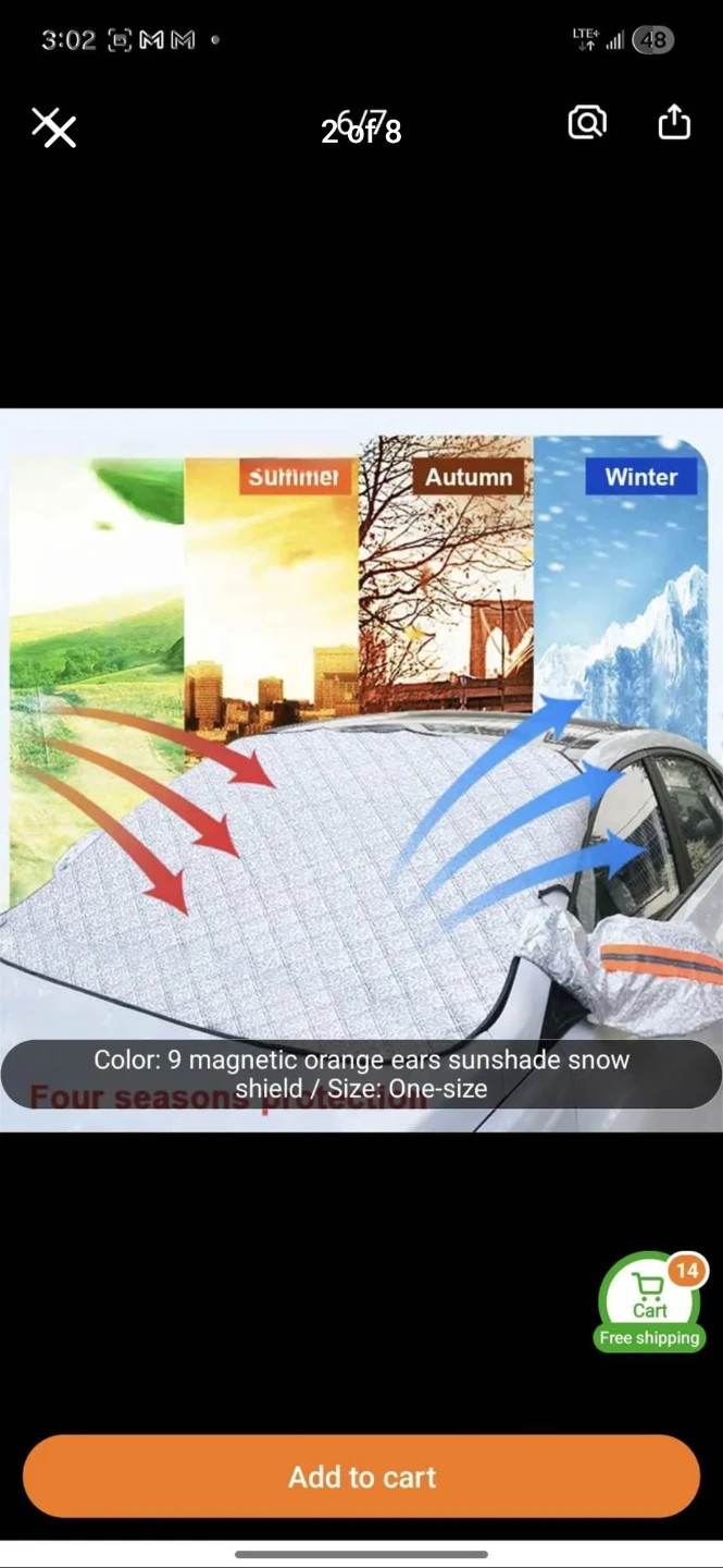 Magnetic Car Snow Cover Sunshade - One Size - photo 2
