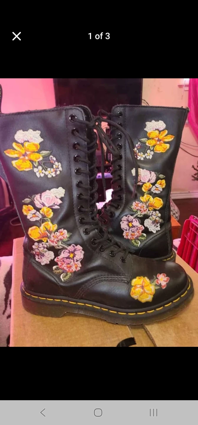 Dr. Martens Black Floral Embroidered Boots