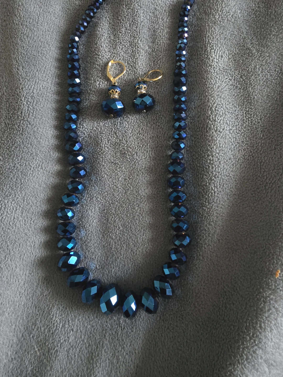 Blue Beaded Necklace and Earring Set - photo 2