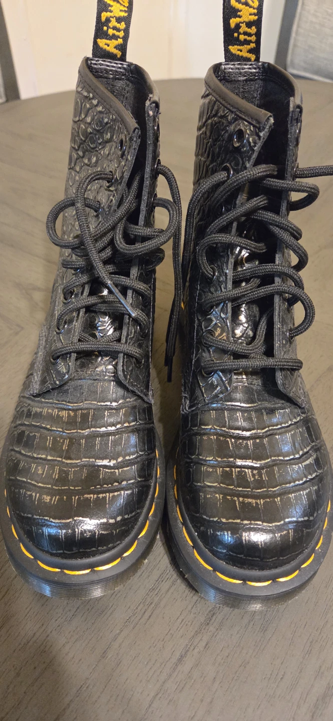 Dr. Martens Black Crocodile Embossed Leather Boots - photo 4