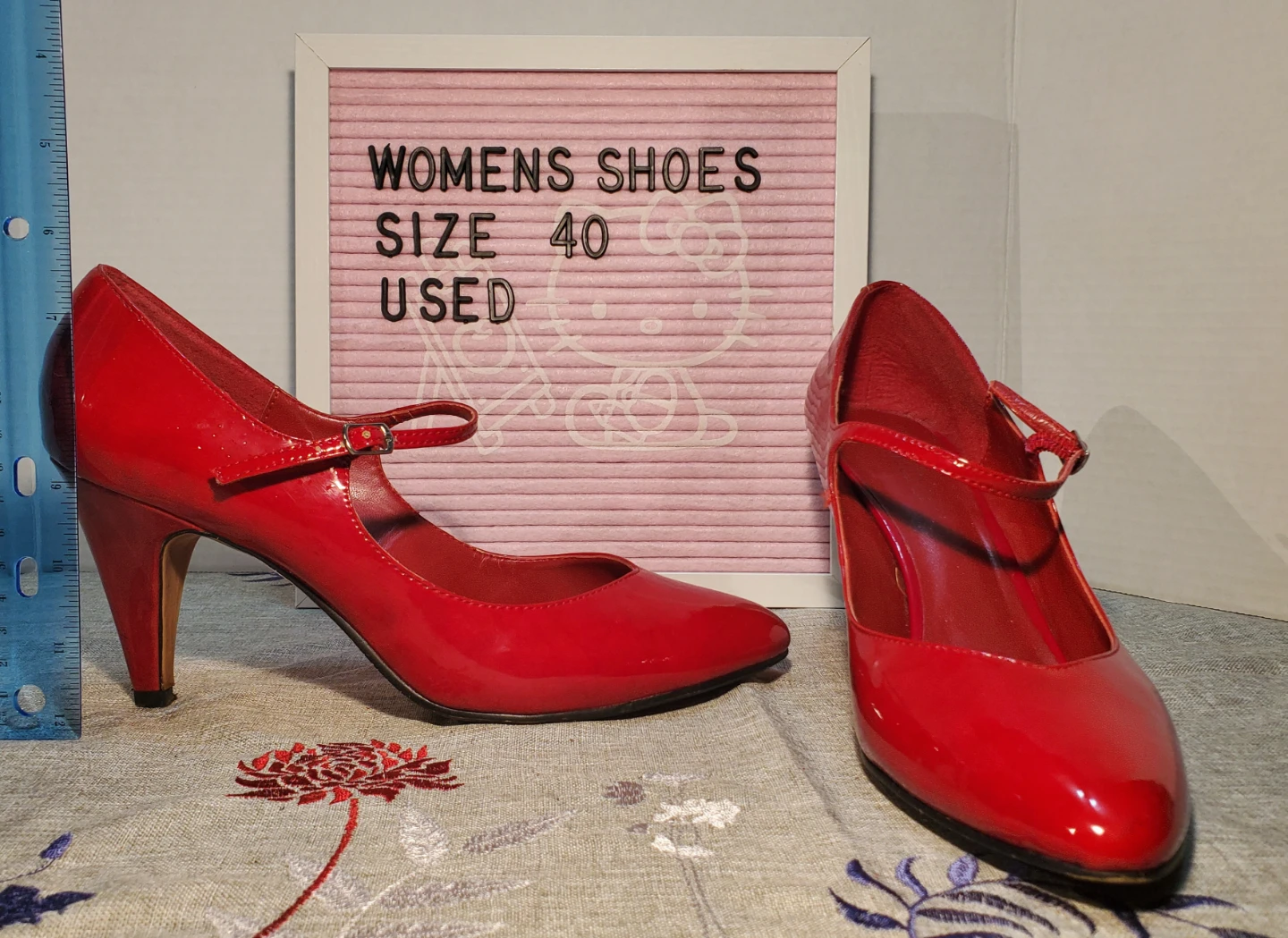 ALDO Red Patent Leather Mary Jane Heels - Size 40