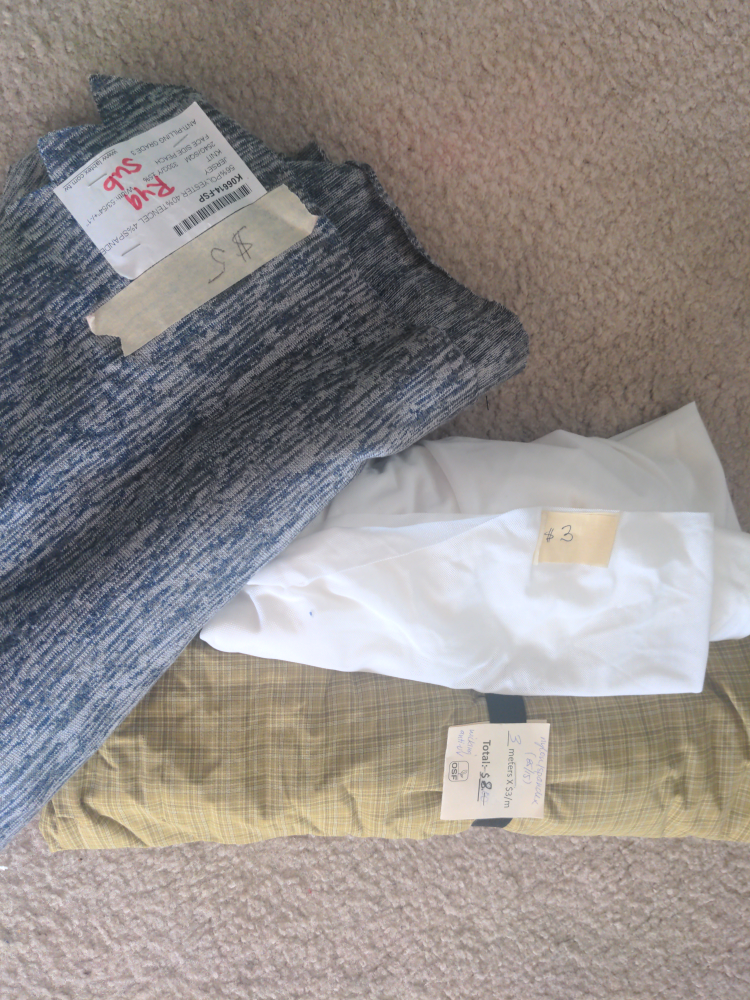 Fabric  - Blue Knit, Plaid, White mesh