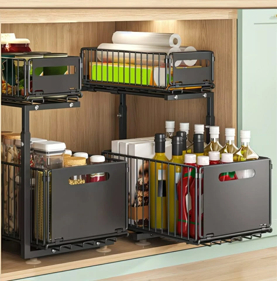2-Tier Pull-Out Storage Rack- Space-Saving,Multifunctional ... - photo 2