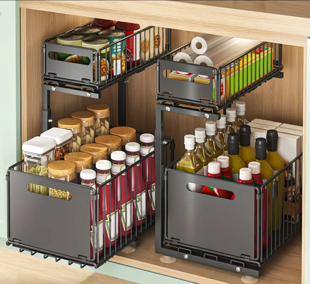 2-Tier Pull-Out Storage Rack- Space-Saving,Multifunctional ... - photo 3