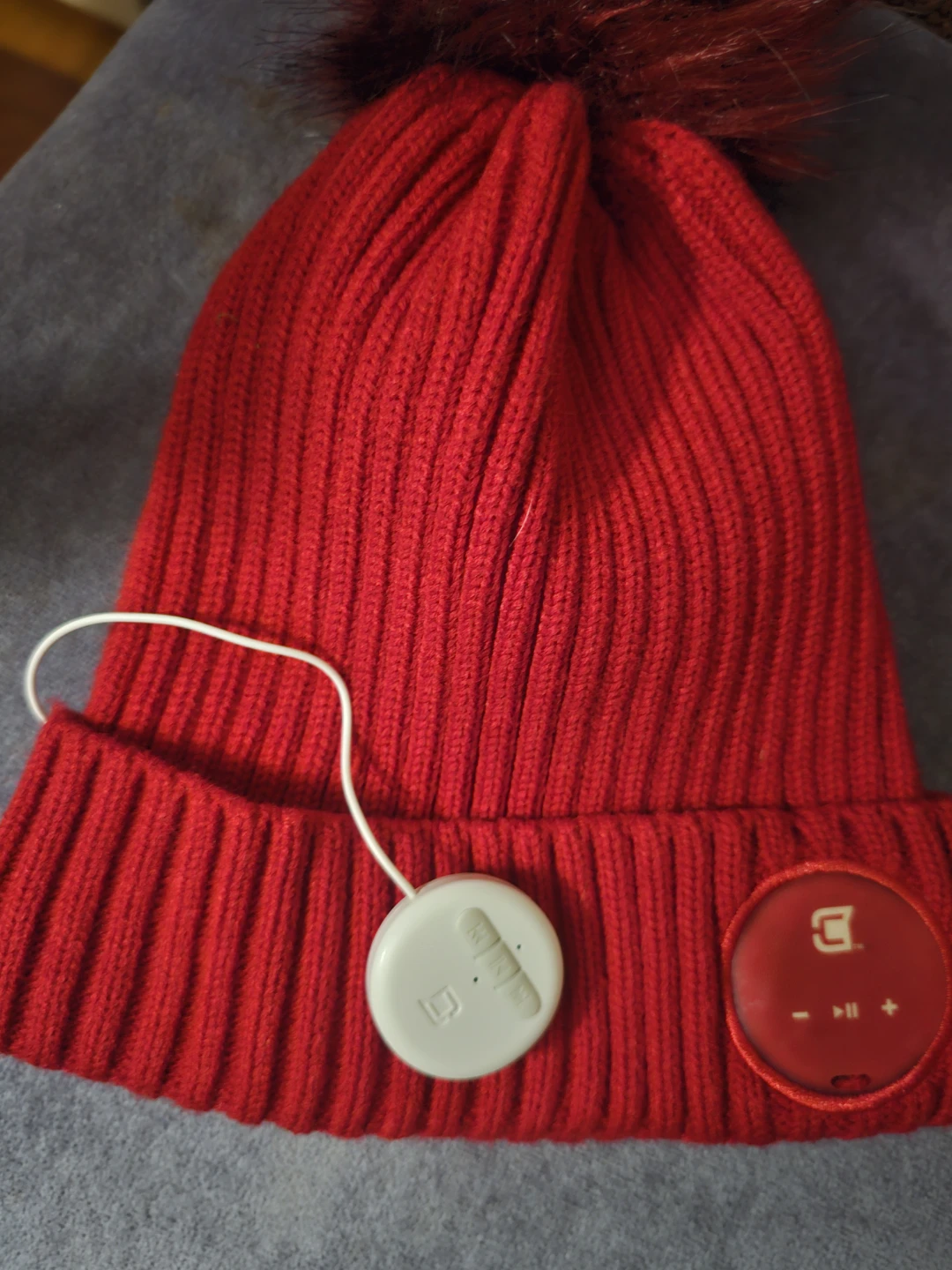 Red Beanie with Built-in Bluetooth Headphones