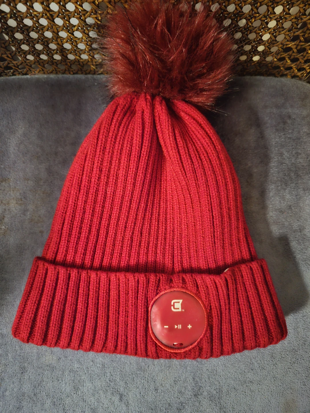 Red Beanie with Built-in Bluetooth Headphones - photo 2