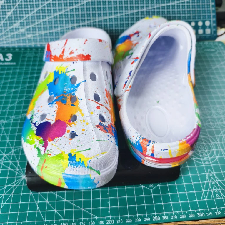 New!!! Colourful Paint Splatter Clogs (Size: 8) - photo 3