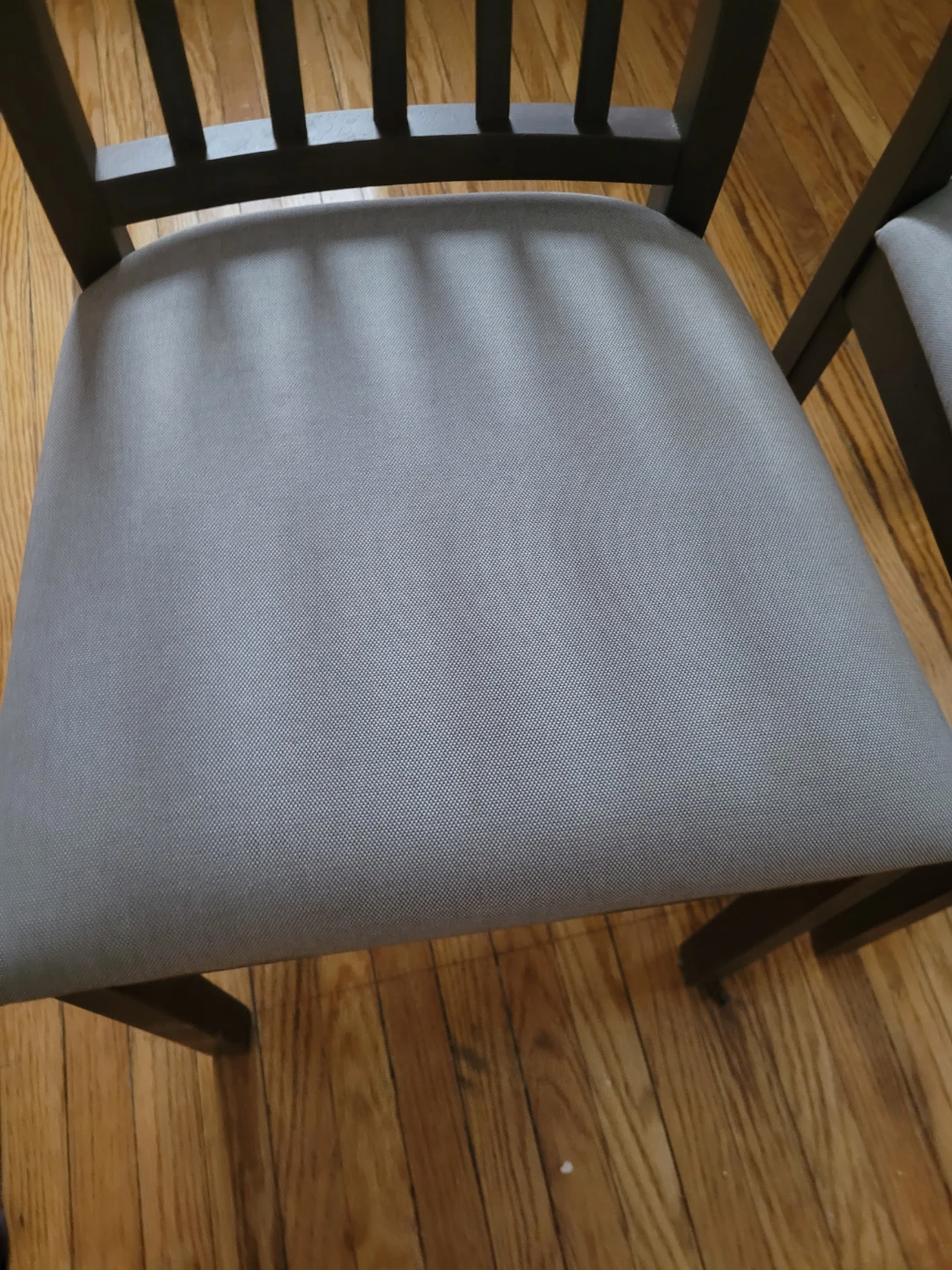 Set of 2 Wooden Dining Chairs with Taupe/Grey Cushions - photo 4