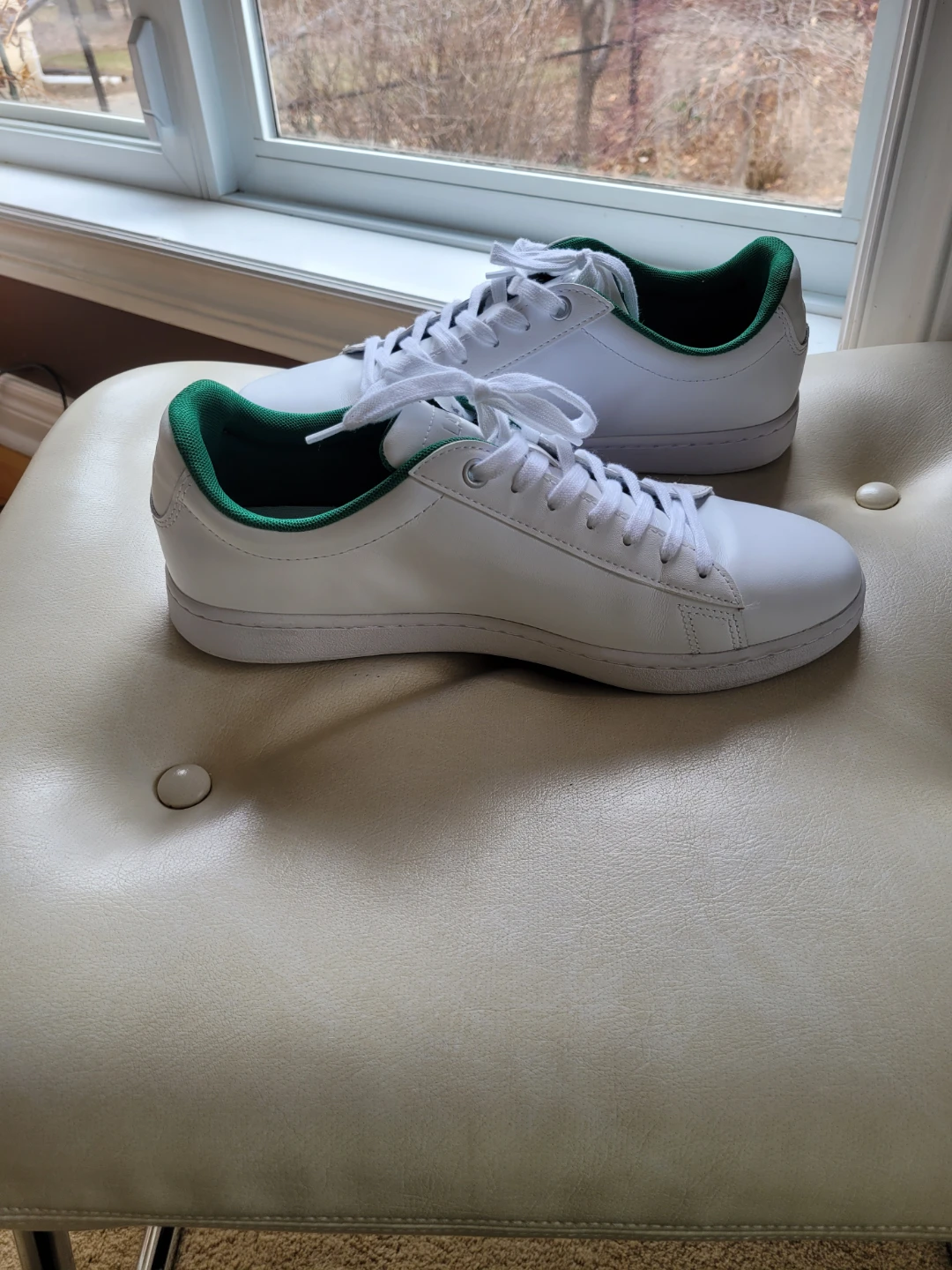 Lacoste White Leather Sneakers with Green Trim - photo 3