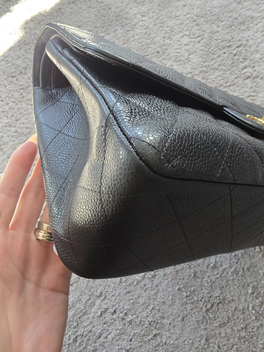 CHANEL JUMBO CAVIAR GHW Black Quilted Leather Shoulder Bag - photo 2