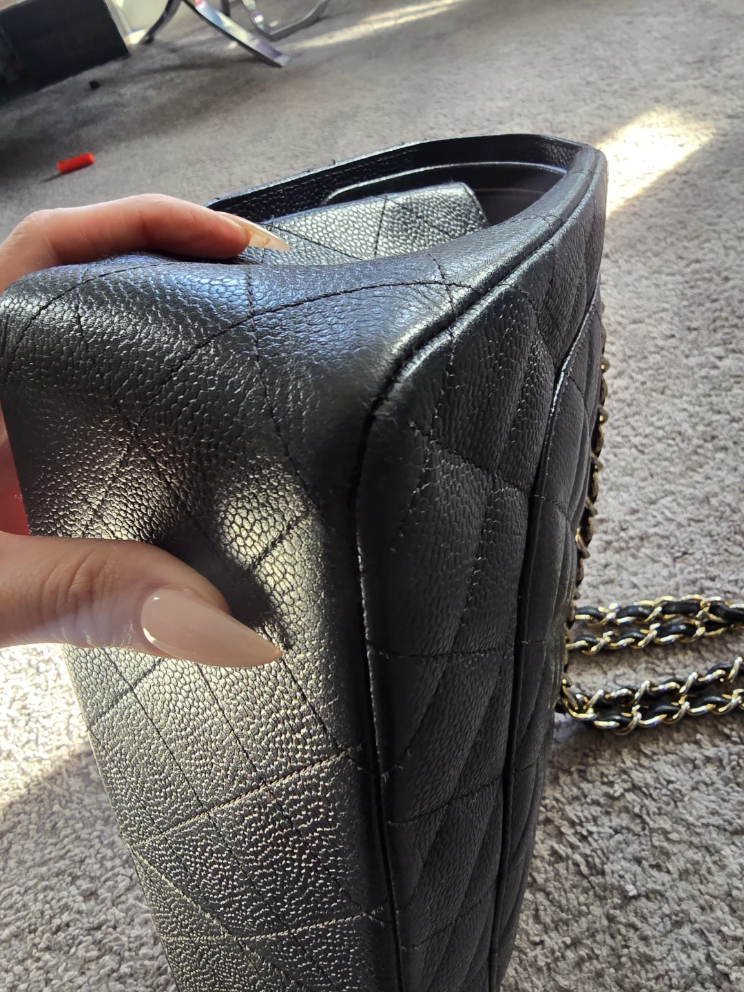 CHANEL JUMBO CAVIAR GHW Black Quilted Leather Shoulder Bag - photo 5