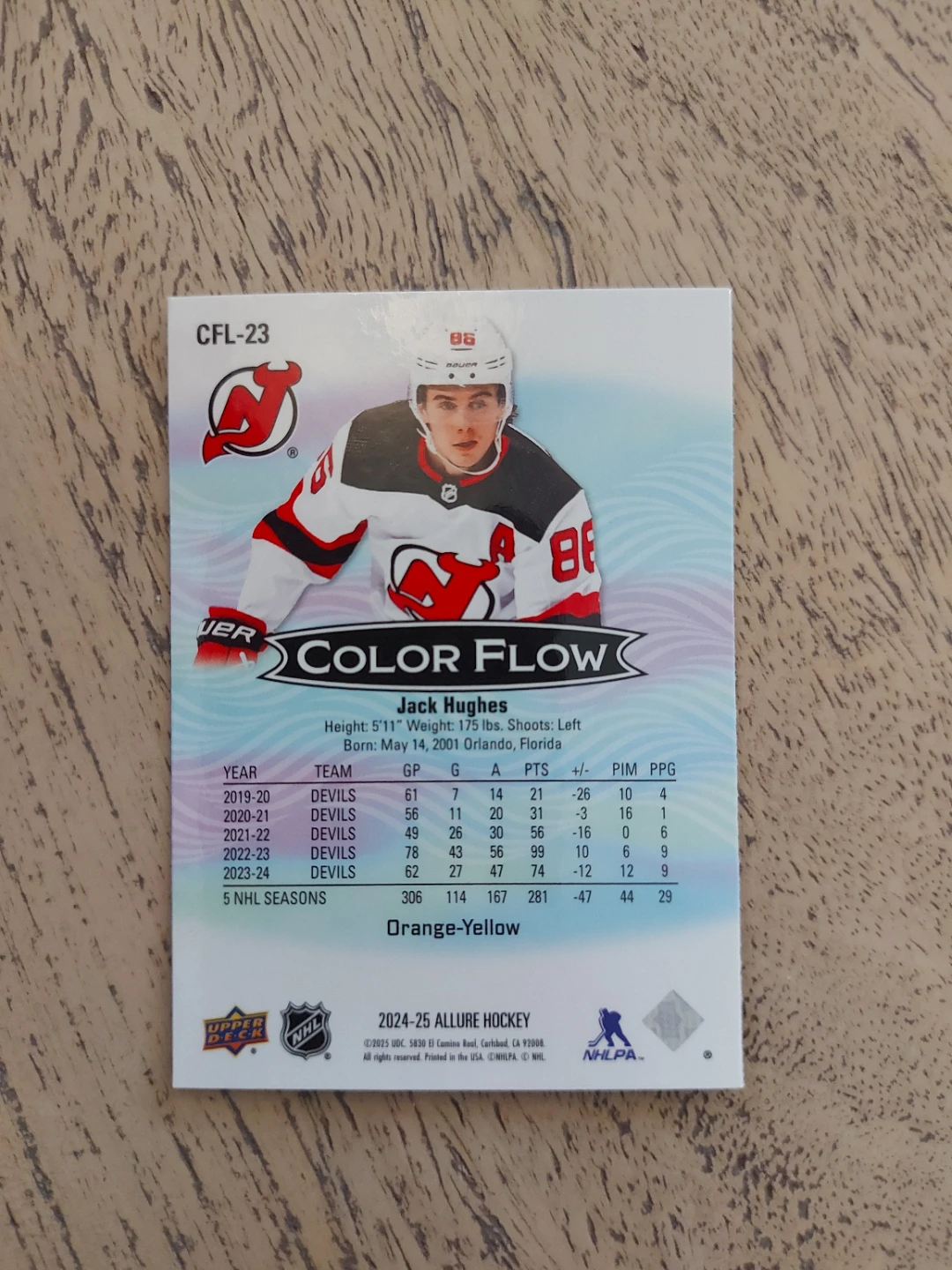 2024 Allure Hockey Jack Hughes Color Flow Card CFL-23 - photo 2