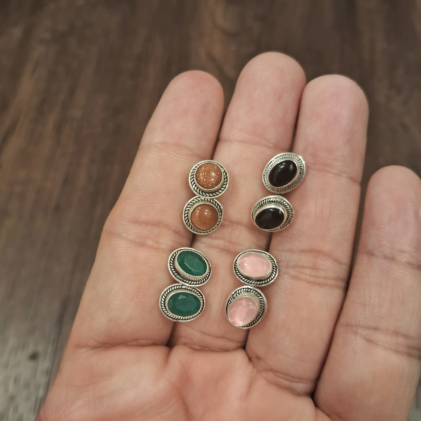 Assorted Gemstone Stud Earrings Set - photo 2