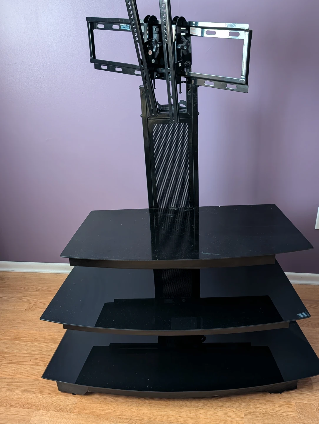 Black 3-Shelf TV Stand with Mount - photo 4