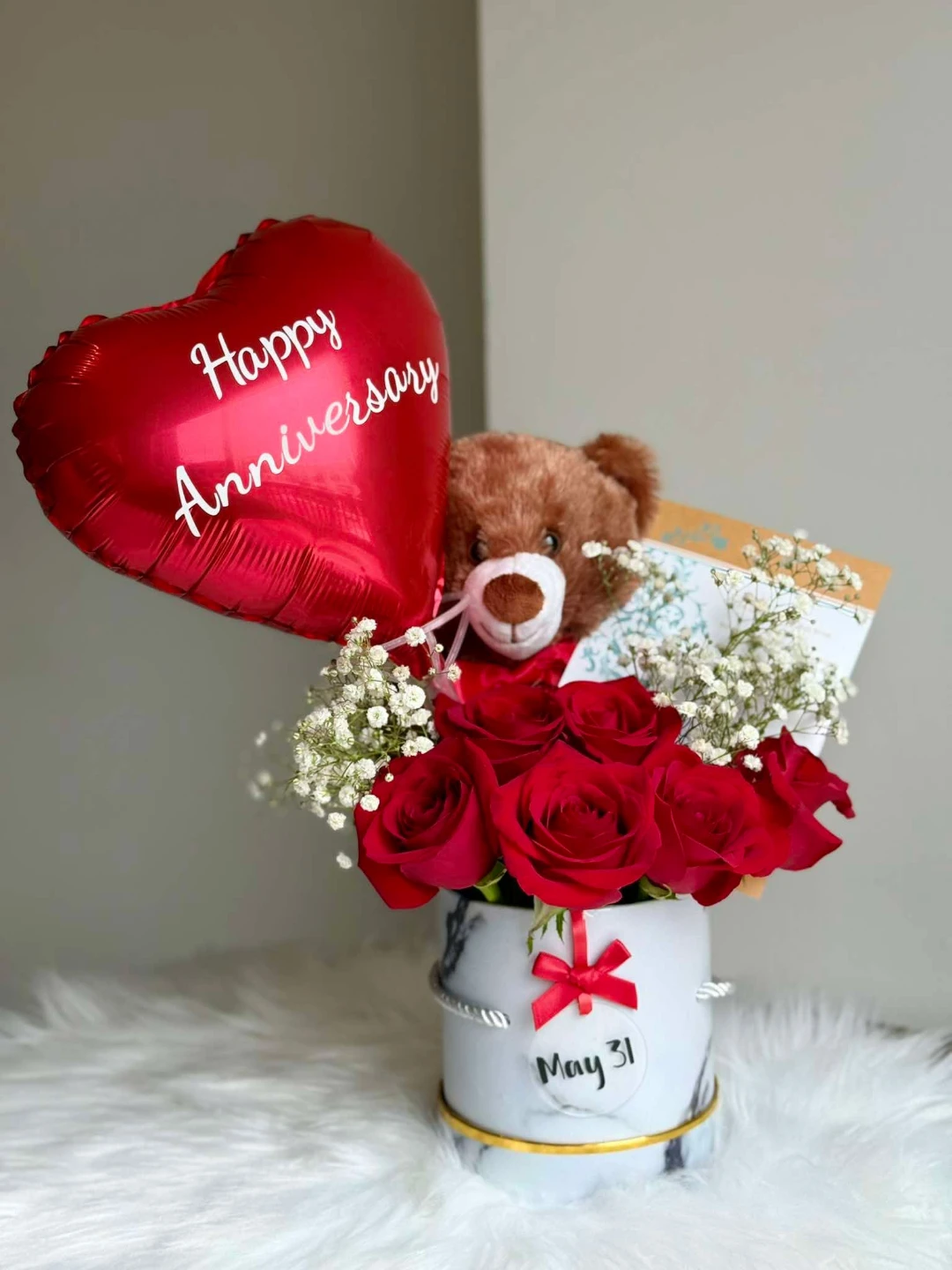 Teddy Bear and Ferrero Rocher Flower Arrangement - photo 2