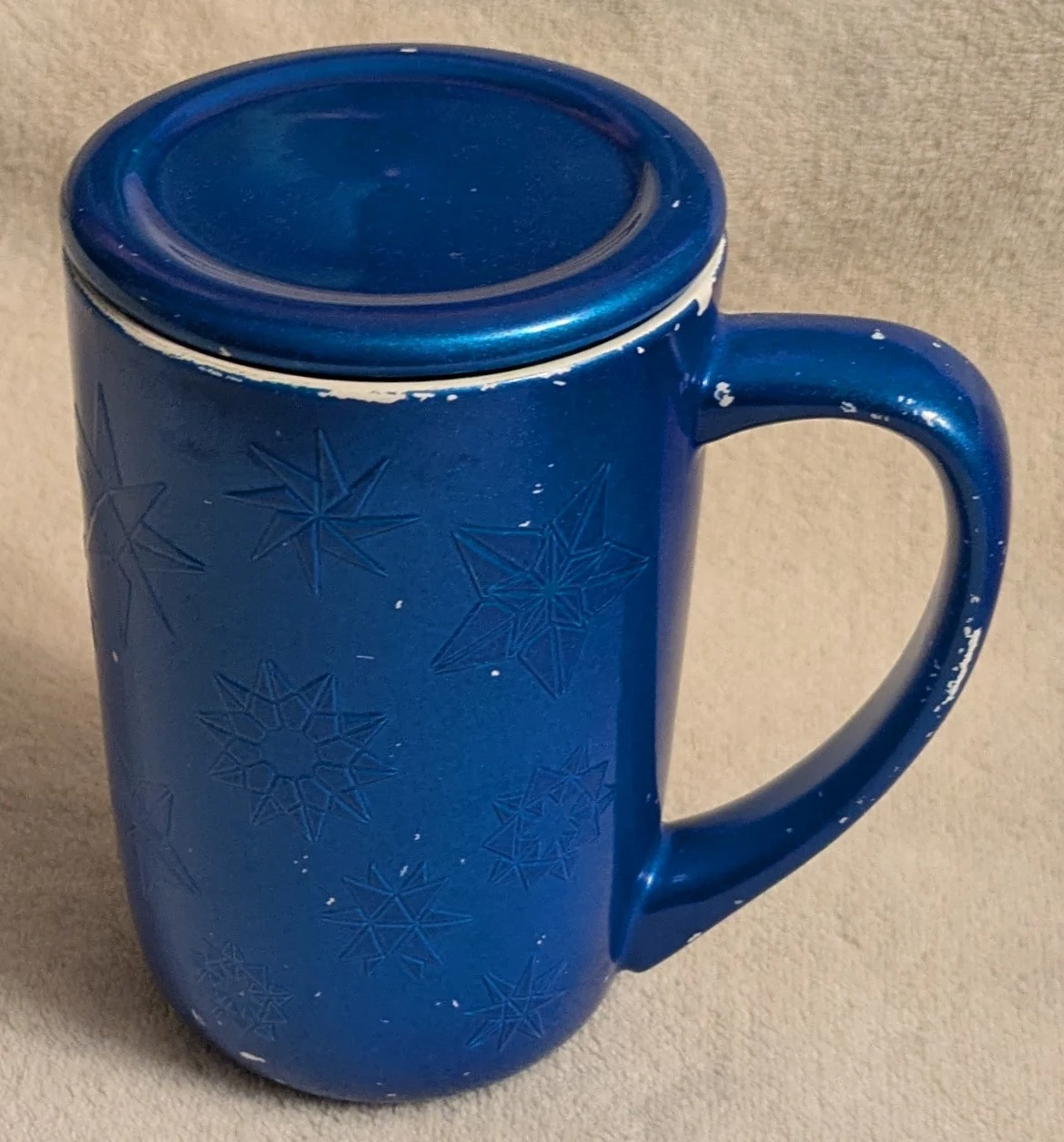 Blue Snowflake Mug with Lid