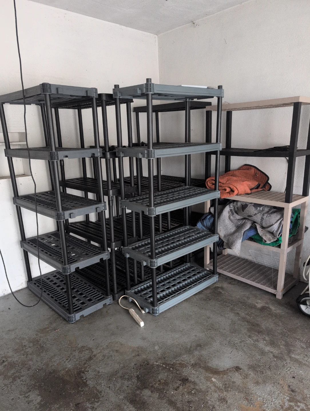Set of 4 or 5 tier Heavy Duty Plastic Shelving Units