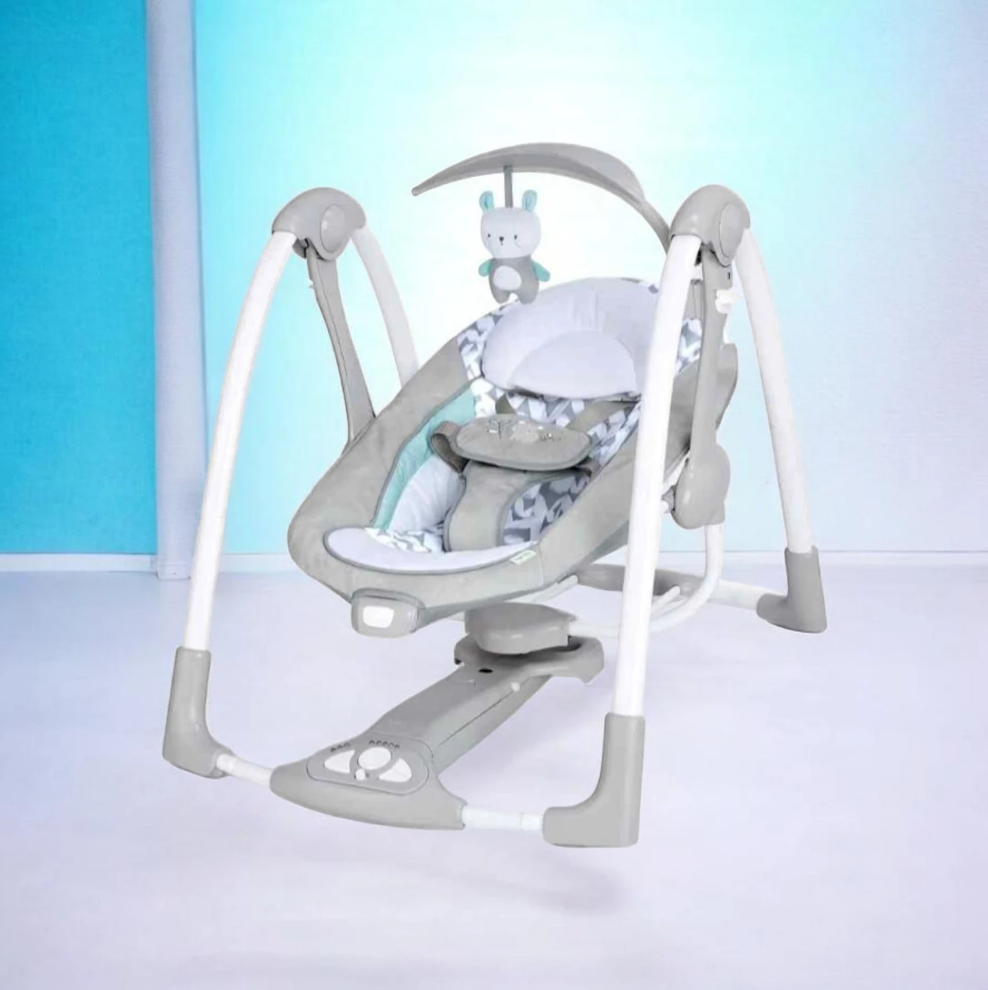 Grey Baby Swing with Mobile