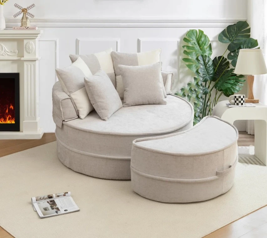 Round Accent Chair and Ottoman