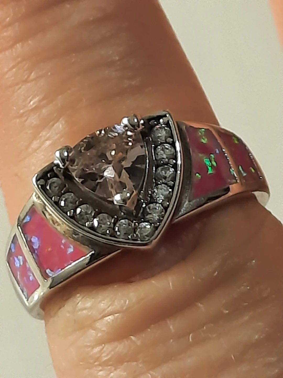 10K Gold Ring with Opal Inlay and Center Stone - photo 2