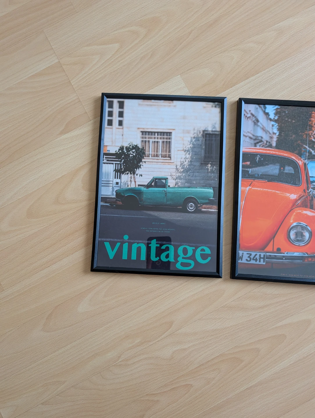 Set of 3 Vintage Style Prints in frame,  Cars Typewriter - photo 4