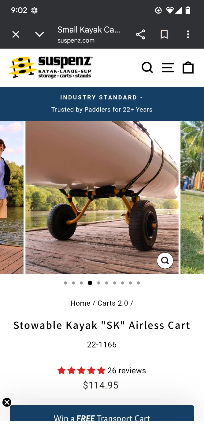 Suspenz Stowable Kayak "SK" Airless Cart - photo 3