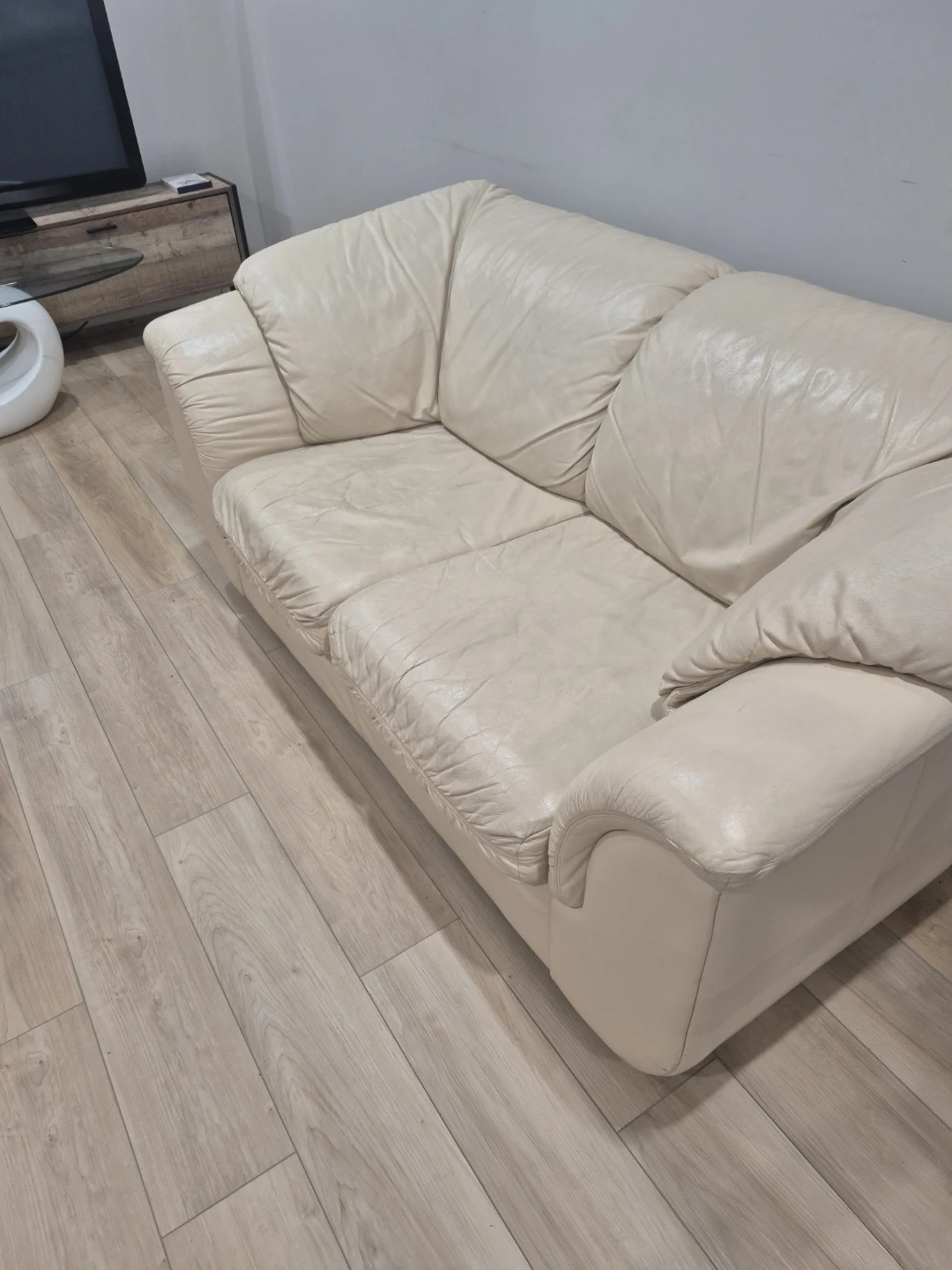 Real genuine leather sofa and loveseat