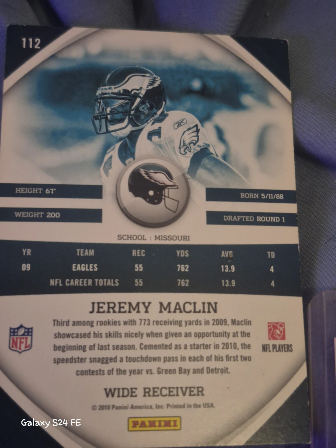 Panini NFL Football Card - Jeremy Maclin - Philadelphia Eagles - photo 2