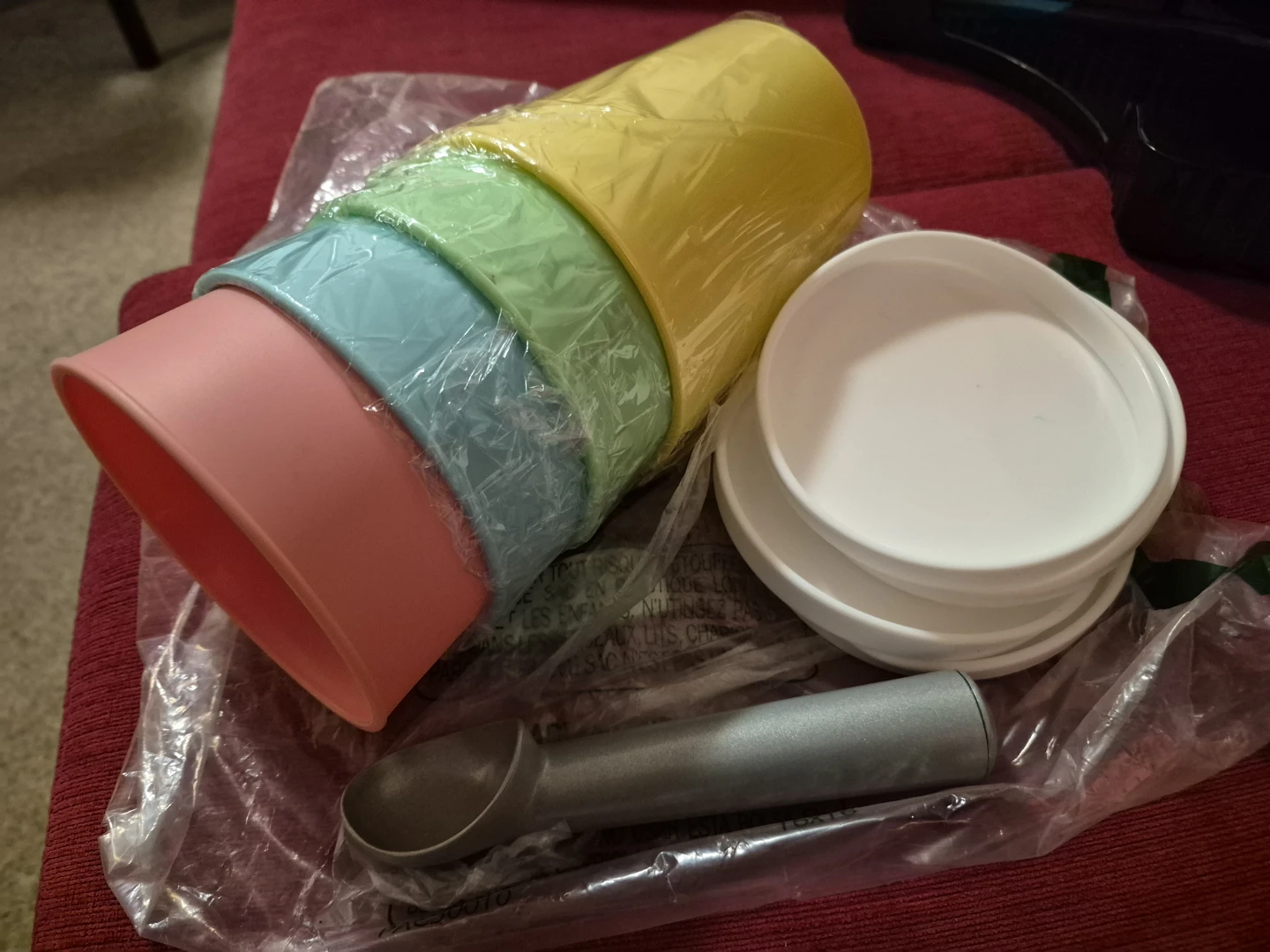 Set of 4 colourful ice cream cups with scoop - photo 2