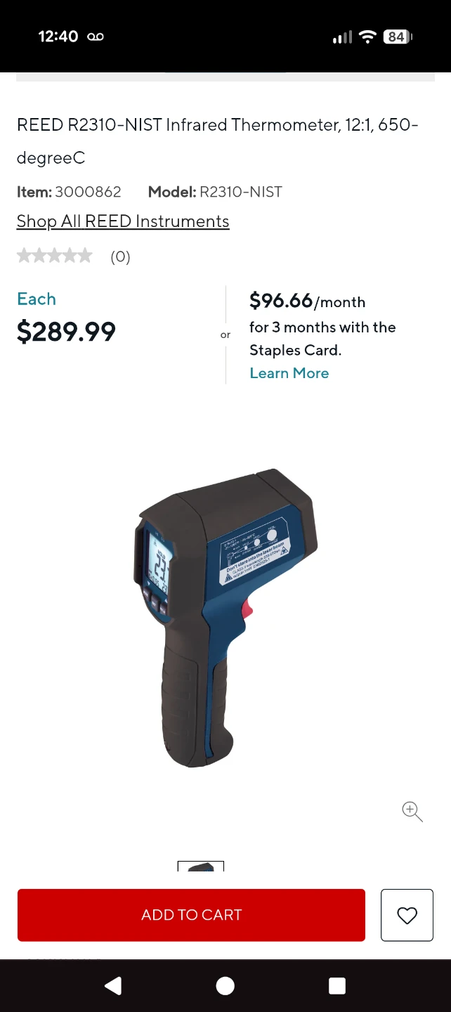REED R2310 Infrared Thermometer with Case