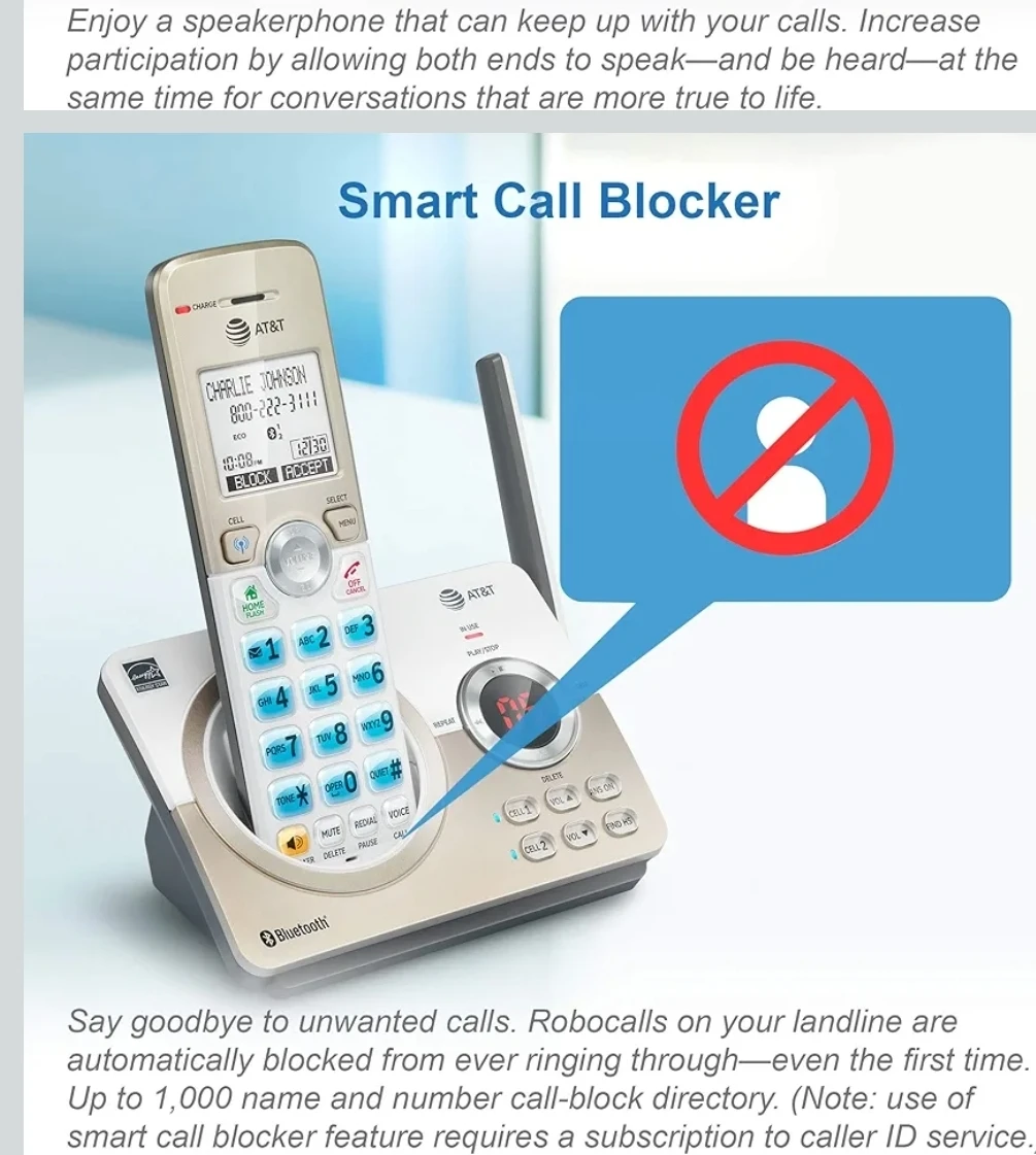 AT&T Smart Call Blocker Cordless Phone System - photo 2